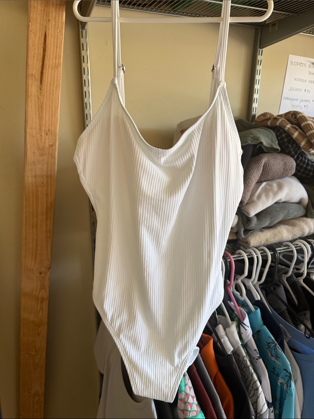 Andie White Ribbed Cowl One-Piece Swimsuit